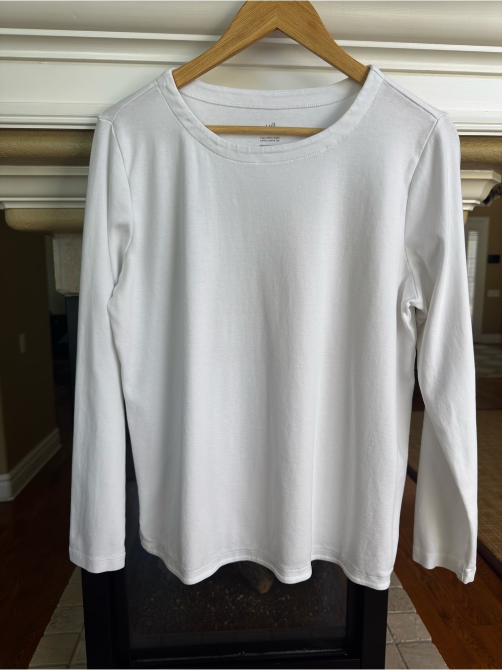 J. Jill White Pima Cotton Round Neck Long Sleeve Flowy Top Size L